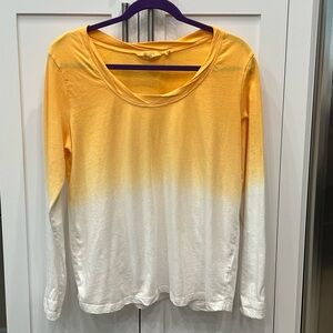 Candace Cameron Bure Orange Ocean Dipped Long Sleeve TShirt Sz M